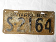 ONTARIO LICENSE PLATE 1932