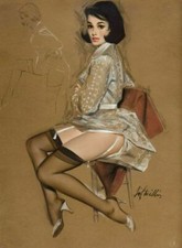 Vintage Pin-Up Seated Brunette